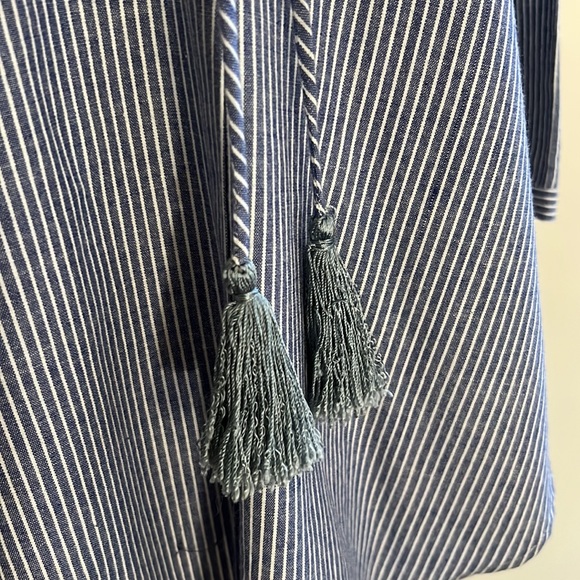 Shakuhachi Stripe Chambray Kaftan Top - Picture 6 of 14